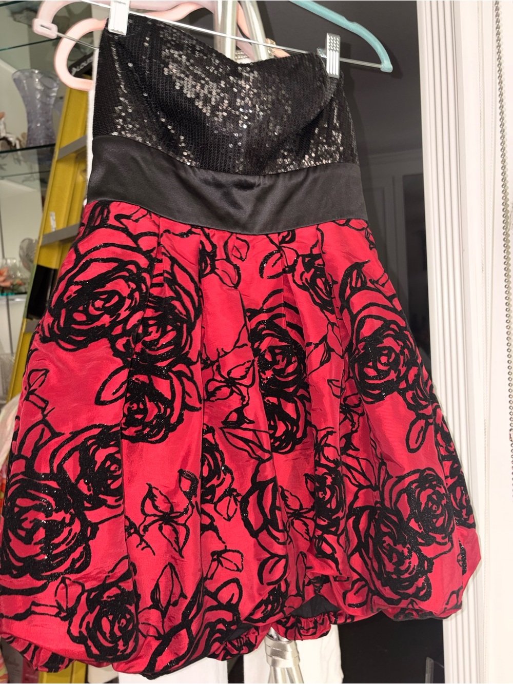 Trixxi Black Evening Dress with Satin Finish and sequins, very feminine nwt